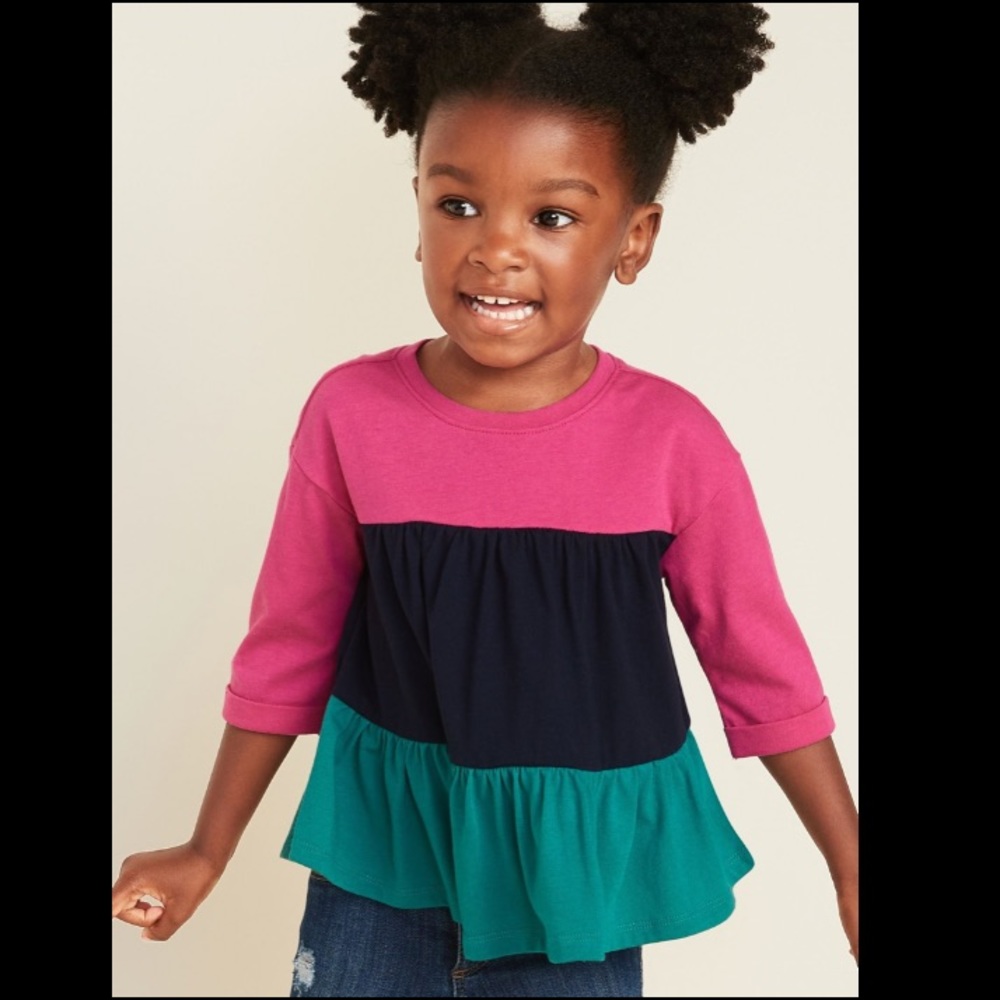 OLD NAVY Jersey Swing Toddler Top Pink/Blue/Green 18-24M